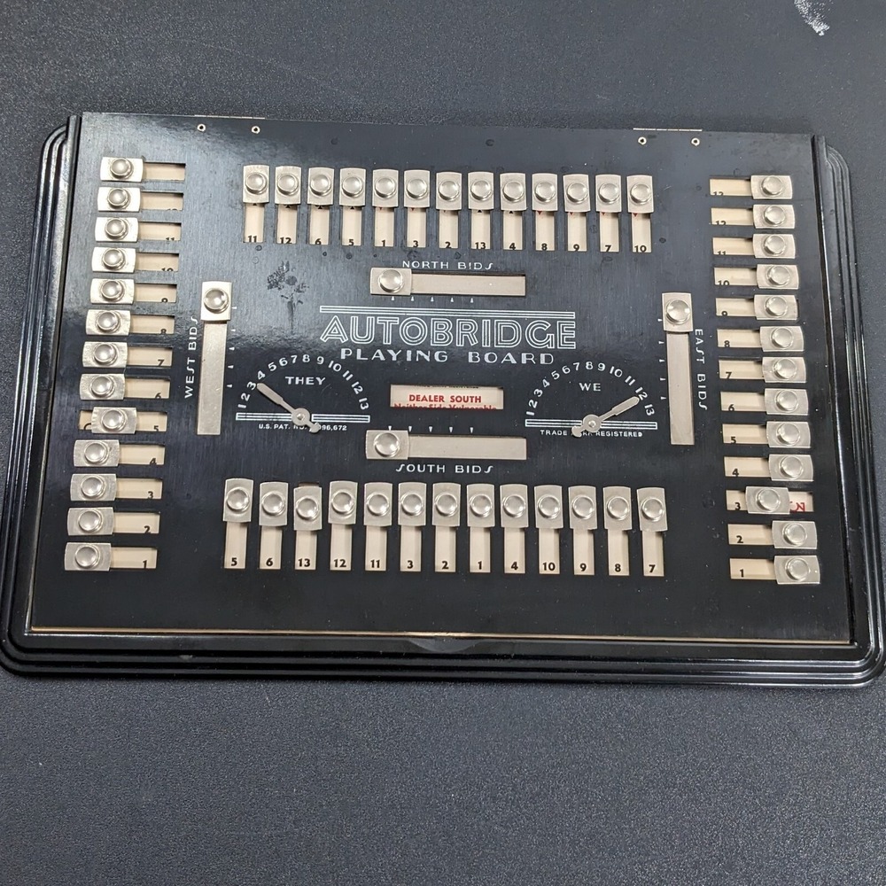 Vintage 1938 Art Deco Black EUC Autobridge Playing Board